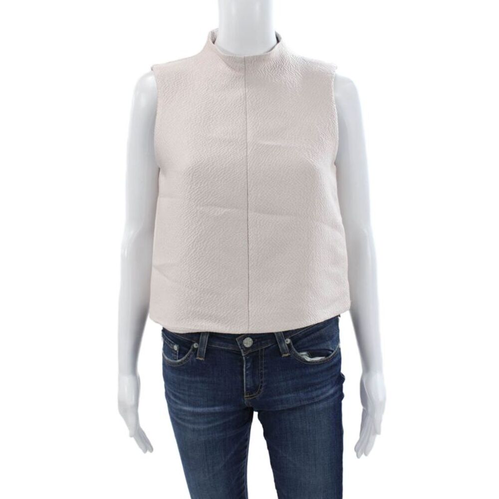 Tibi Women Basic Beige Sleeveless High Neck Polyester Blouse Size 2